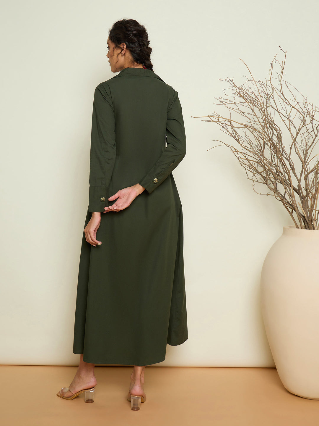 Women Foil Print Longline Shirt Dress