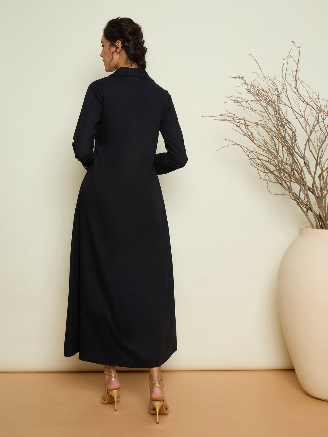 Women Foil Print Longline Shirt Dress