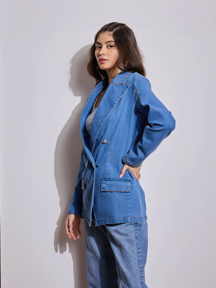 Women Notch Collar Full Sleeve Blazer