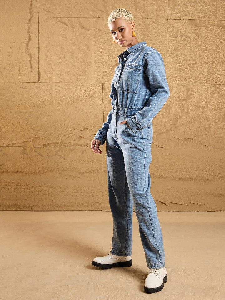 Women Ice Denim Full Sleeve Jumpsuit