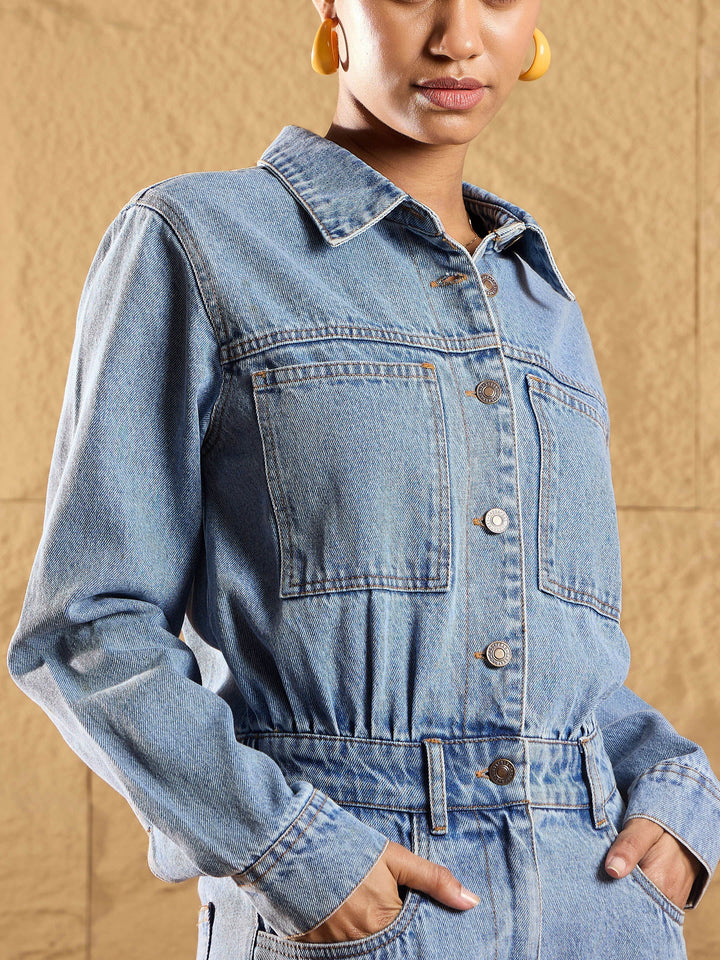 Women Ice Denim Full Sleeve Jumpsuit