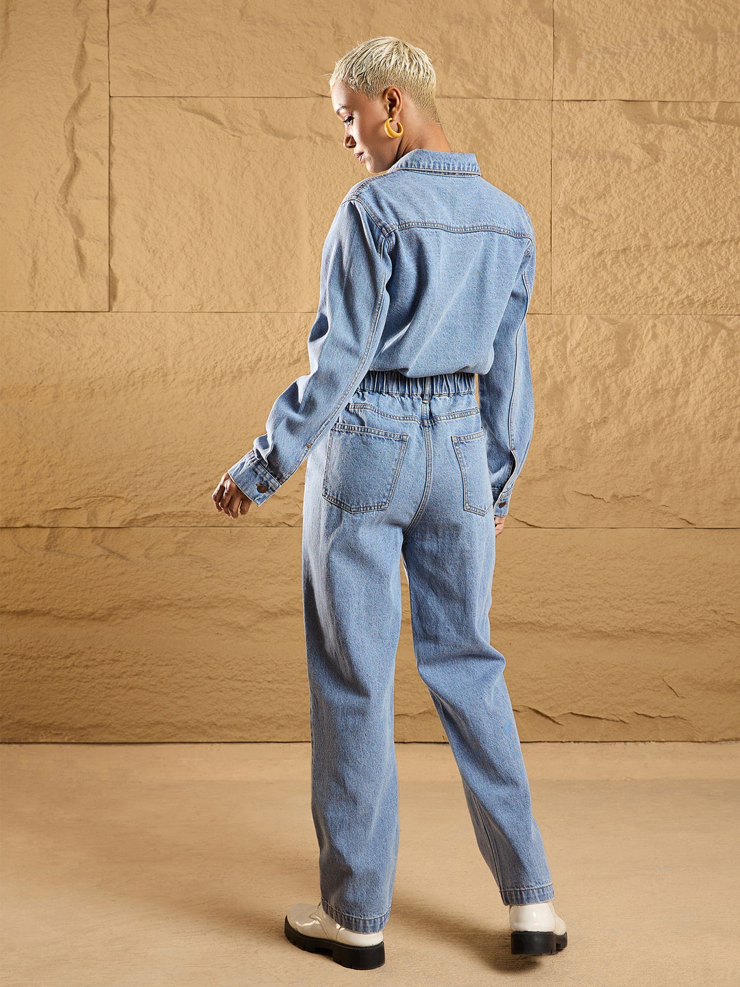 Women Ice Denim Full Sleeve Jumpsuit