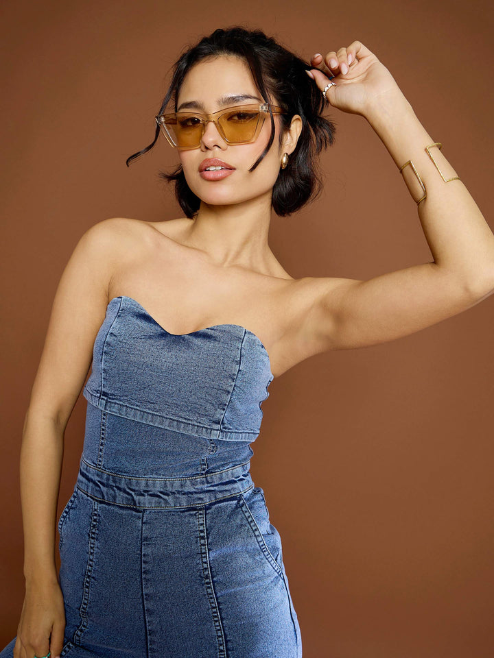 Women Blast Denim Off Shoulder Jumpsuit