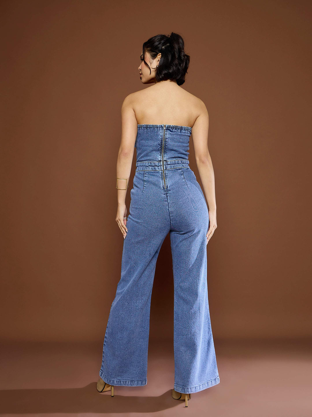 Women Blast Denim Off Shoulder Jumpsuit