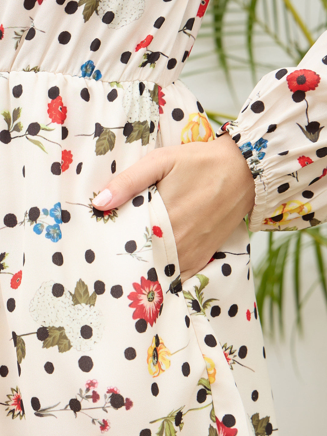 Women Ditsy Floral Balloon Sleeves Playsuit