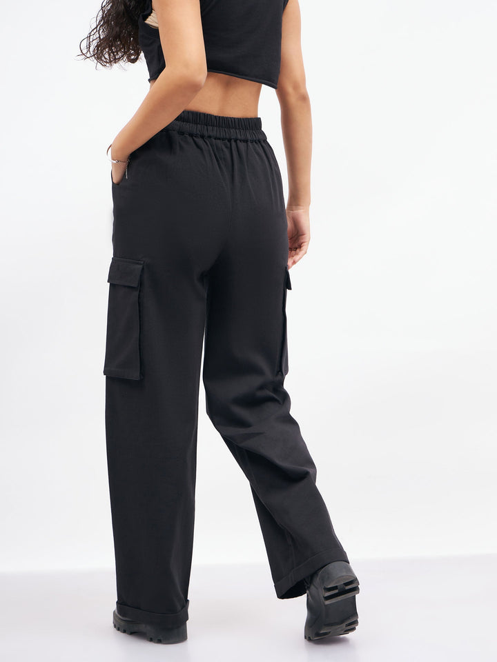 Women Box Pockets Straight Pants