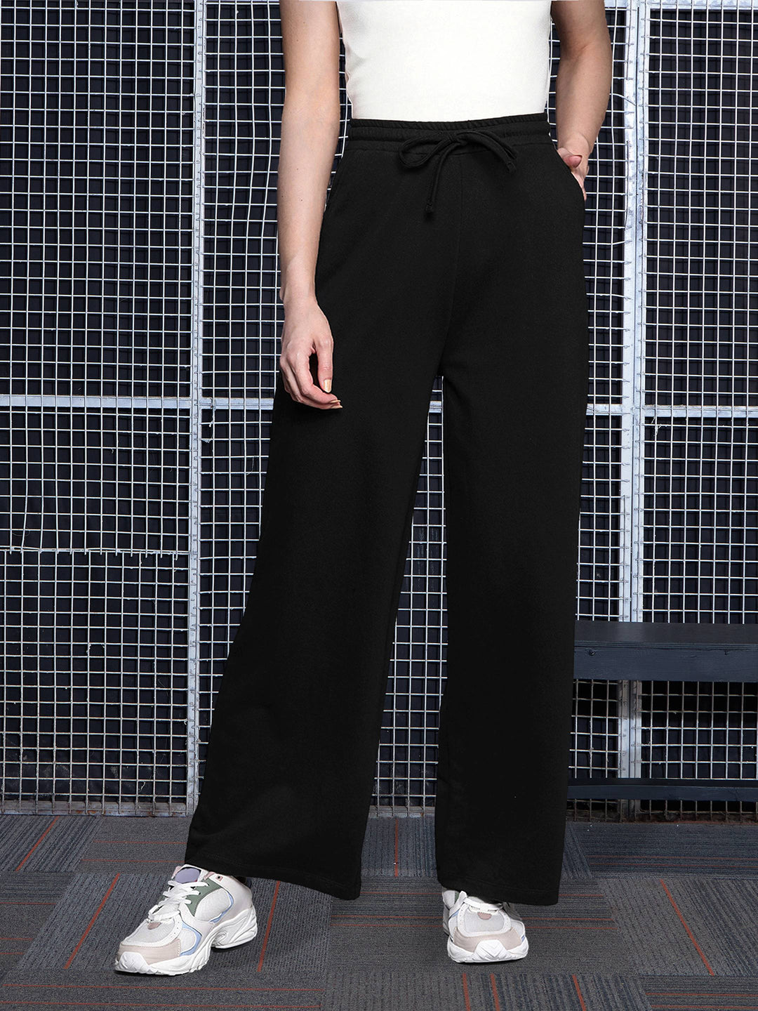 Women's Women Black Terry Track Pants in Cotton by Sassafras for wholesale, bulk, supplier, manufacturer and wholesaler buyers from Trendphoria