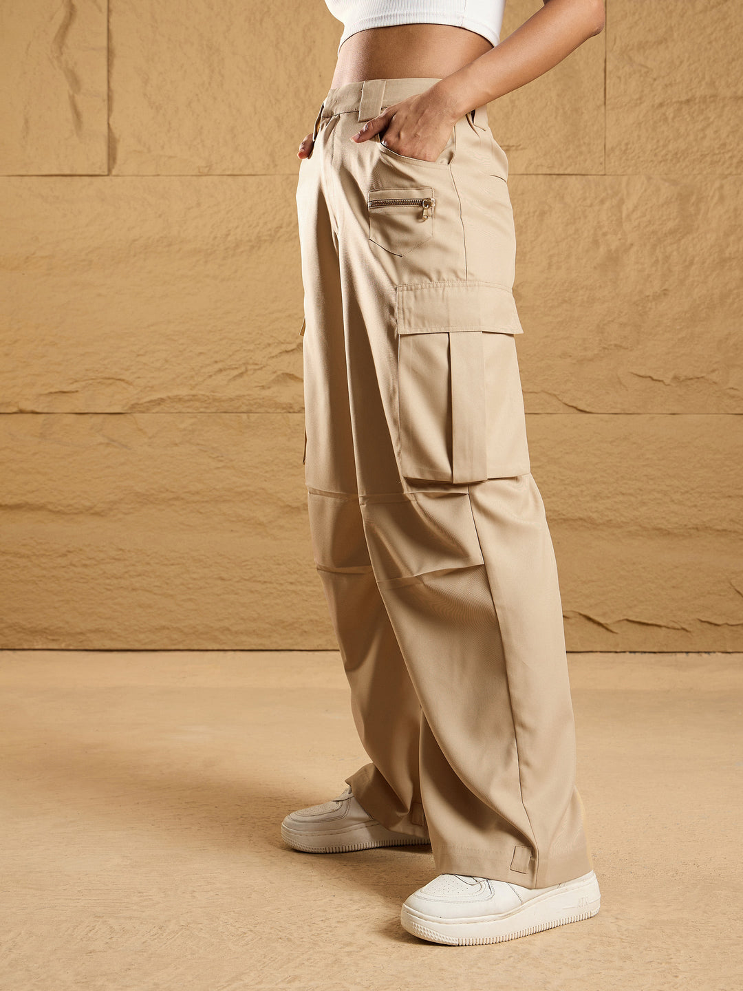 Women Side Pockets Parachute Korean Cargo Pants