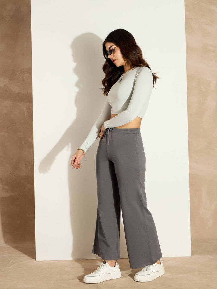 Women Terry Wide Leg Drawstring Pants
