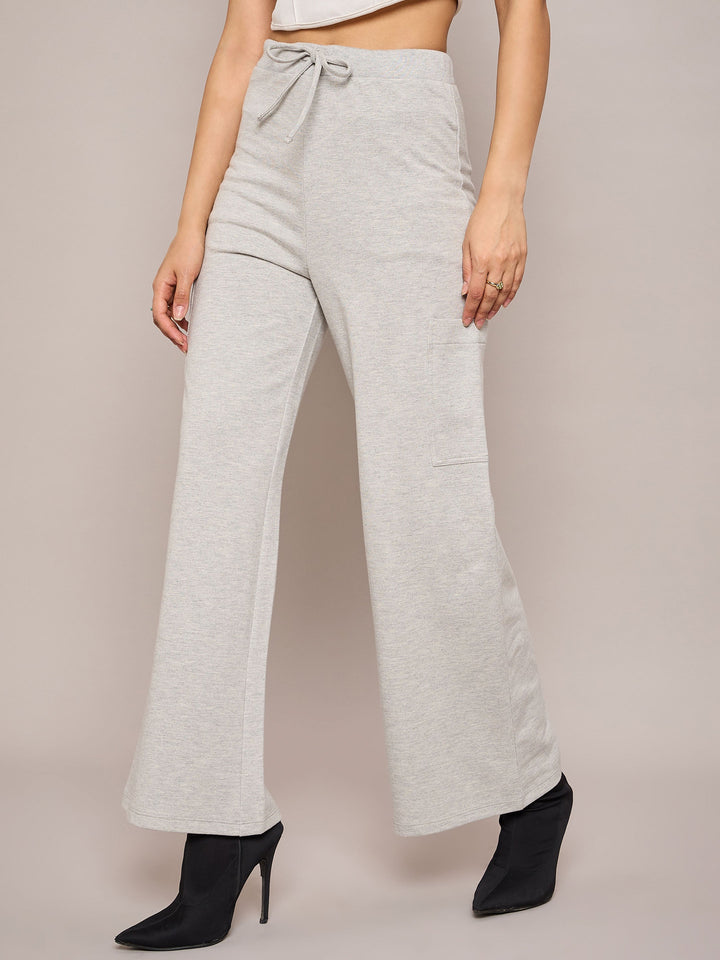 Women Melange Terry Wide Leg Track Pants