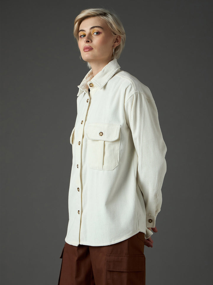 Women Corduroy Oversized Shirt