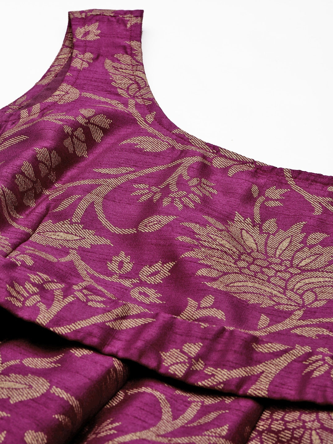 Jacquard Floral Self-Belt Anarkali Maxi