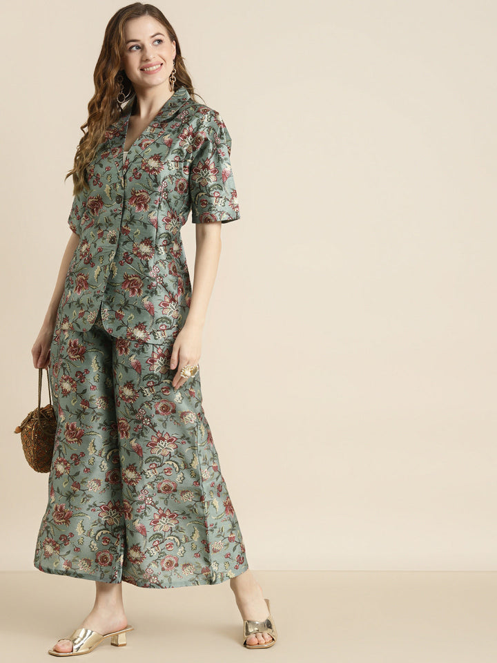 Floral Short Sleeves Blazer