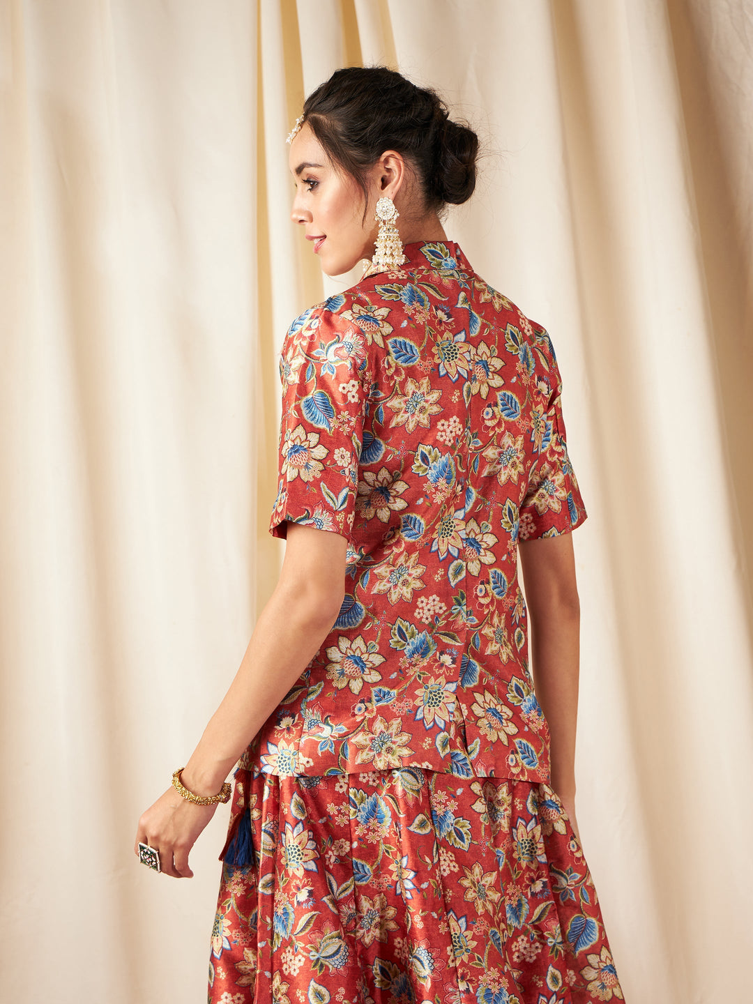 Floral Short Sleeves Blazer