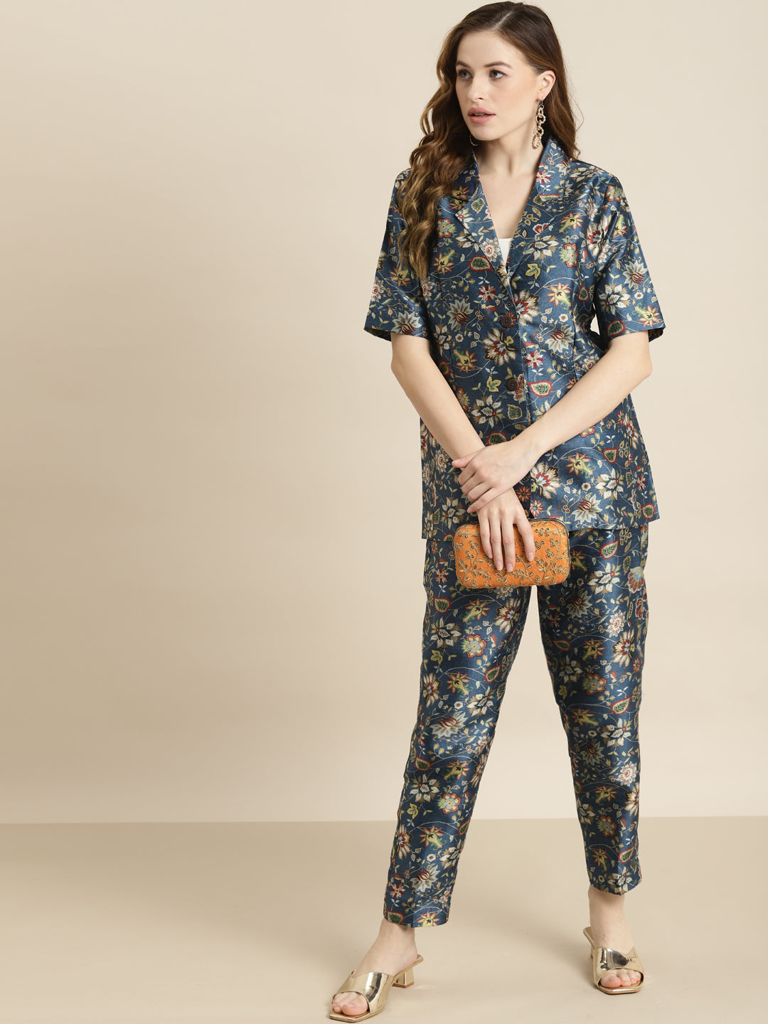 Floral Short Sleeves Blazer