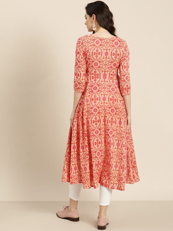Floral Front Open Anarkali Kurta