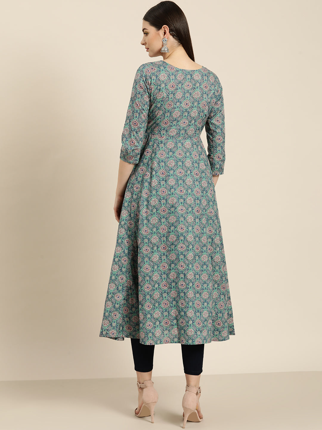 Floral Front Open Anarkali Kurta