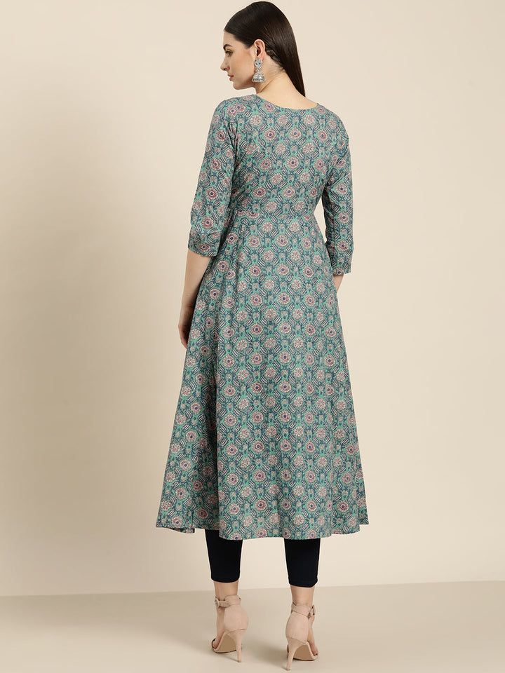 Floral Front Open Anarkali Kurta