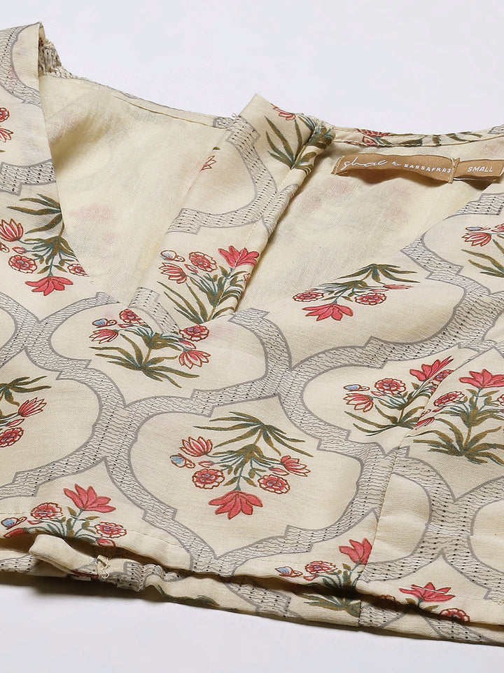 mughal Floral Crop Top With Anarkali Skirt