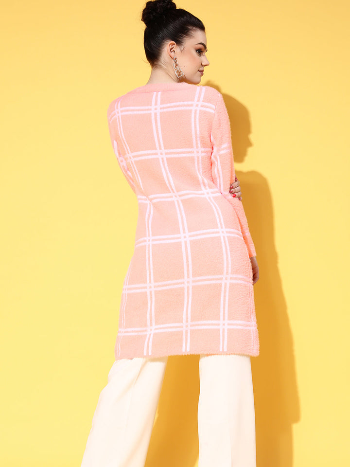 Womencheck Hair Wool Long Sweater