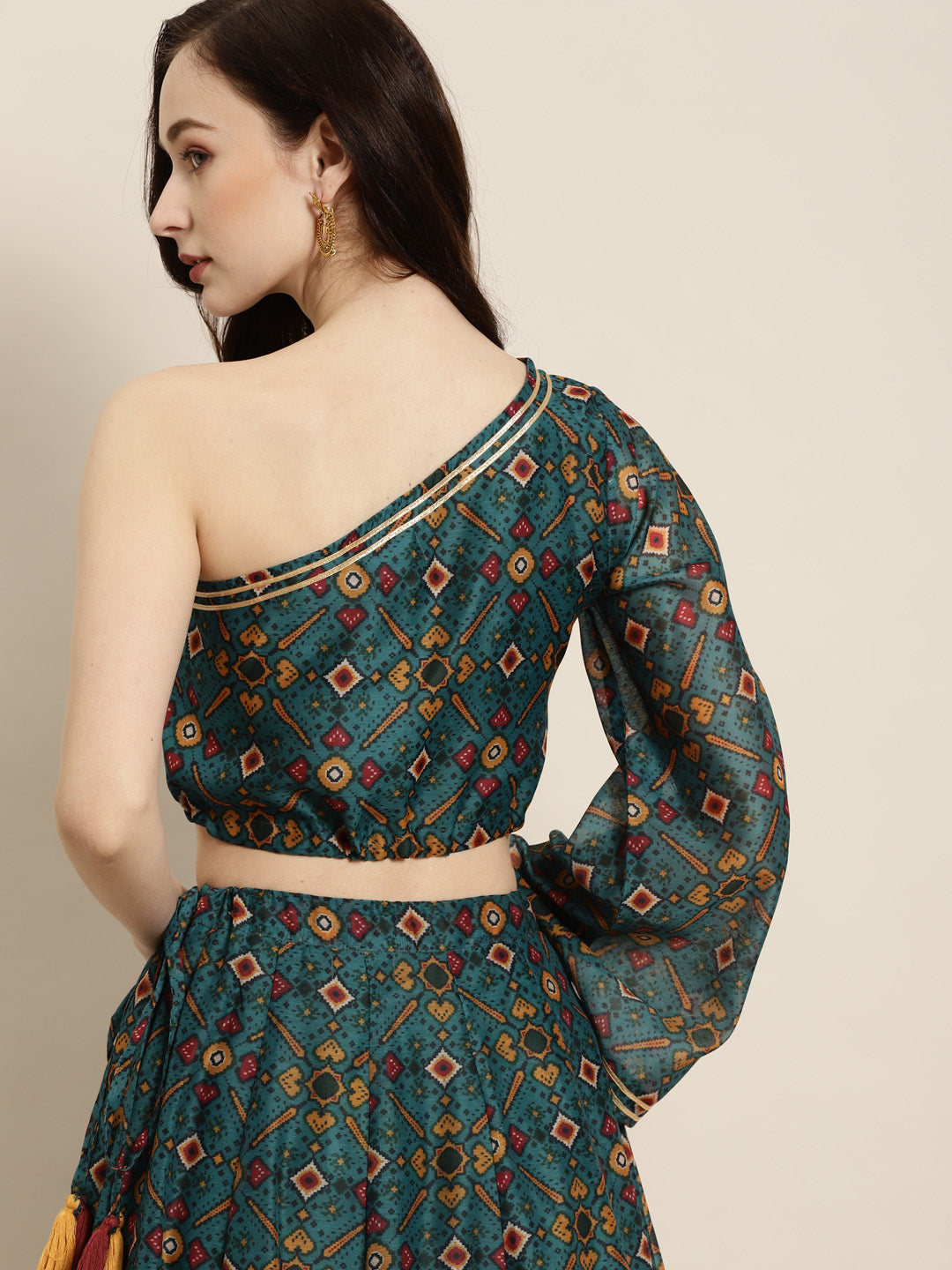 Womenpatola One Shoulder Crop Top