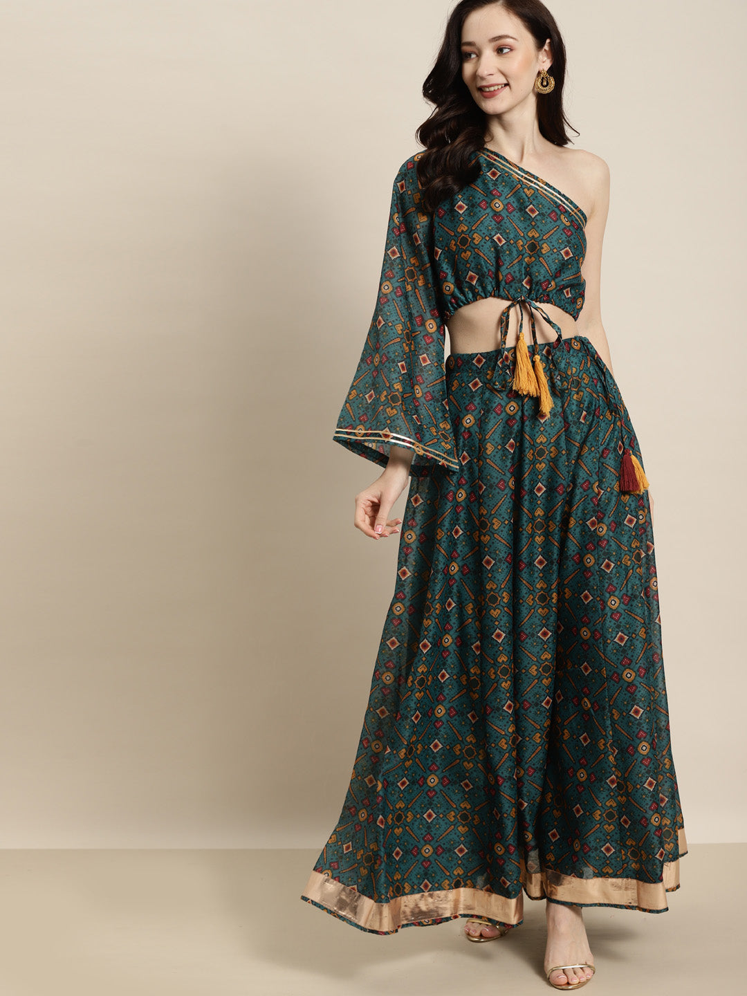 Womenpatola One Shoulder Crop Top