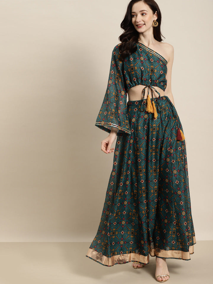 Womenpatola One Shoulder Crop Top