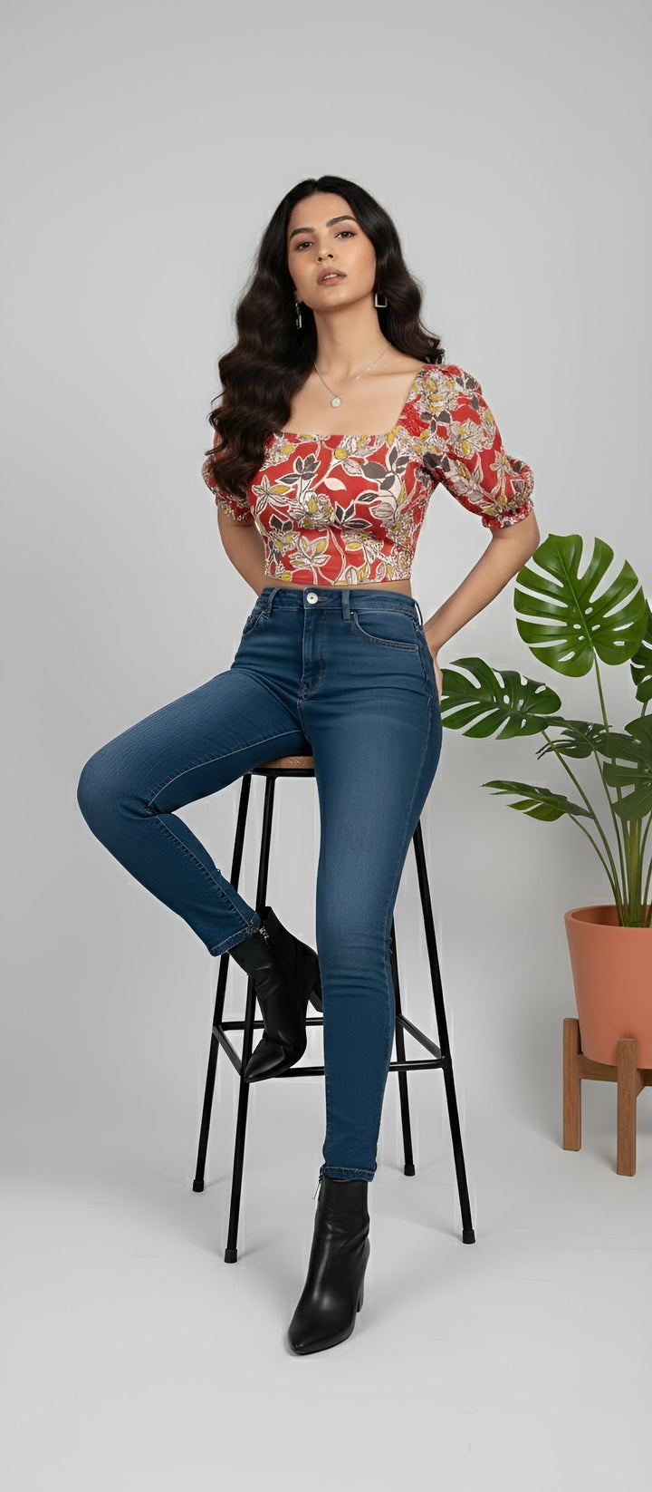 Women Printed Crop Stylish Top